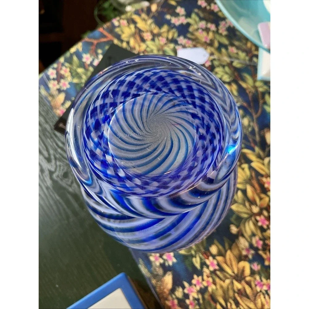 VTG MCM Turkish Pasabahce Blue &‎ White Filament 9